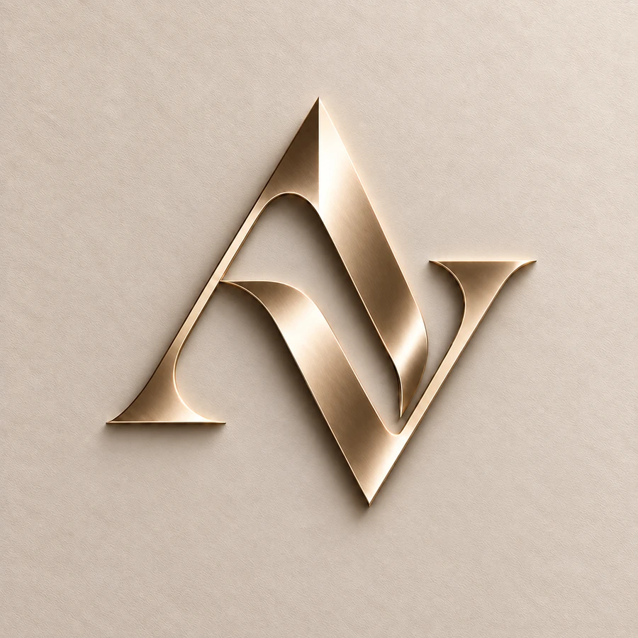 The APEX VAULT monogram, a champagne metal mark set on warm suede